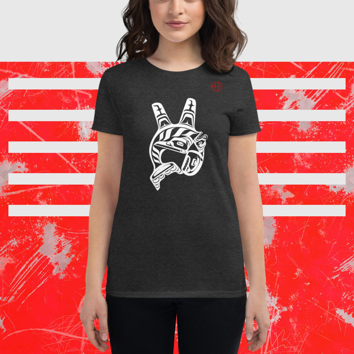 Women's short sleeve t-shirt HED Twin Fin Orca Design