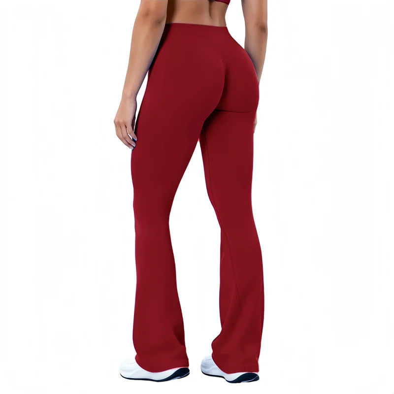 Women Sports Flared Leggings Seamless Quick Dry Breathable Wrinkle Hip Lifting Yoga Flare Pants Gym Fitness Workout Pilates Wear