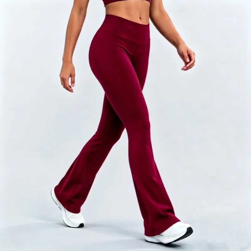Women Sports Flared Leggings Seamless Quick Dry Breathable Wrinkle Hip Lifting Yoga Flare Pants Gym Fitness Workout Pilates Wear