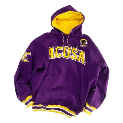 ACUSA Fleece Lined Hoodie Hip Hop Sweatshirt Embroidered Oversized Style Multicolor Men's Casual Wear for Autumn And Winter