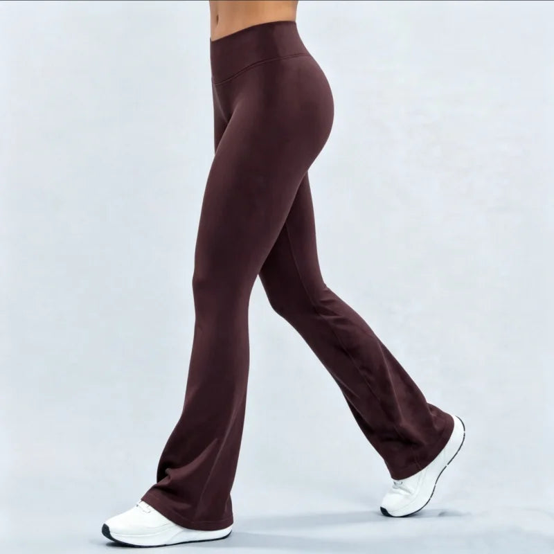 Women Sports Flared Leggings Seamless Quick Dry Breathable Wrinkle Hip Lifting Yoga Flare Pants Gym Fitness Workout Pilates Wear