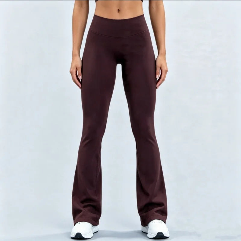 Women Sports Flared Leggings Seamless Quick Dry Breathable Wrinkle Hip Lifting Yoga Flare Pants Gym Fitness Workout Pilates Wear