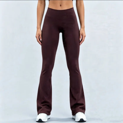 Women Sports Flared Leggings Seamless Quick Dry Breathable Wrinkle Hip Lifting Yoga Flare Pants Gym Fitness Workout Pilates Wear