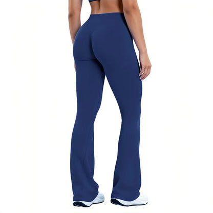 Women Sports Flared Leggings Seamless Quick Dry Breathable Wrinkle Hip Lifting Yoga Flare Pants Gym Fitness Workout Pilates Wear