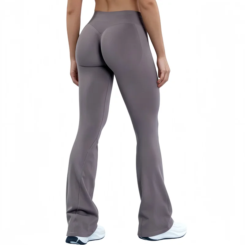 Women Sports Flared Leggings Seamless Quick Dry Breathable Wrinkle Hip Lifting Yoga Flare Pants Gym Fitness Workout Pilates Wear