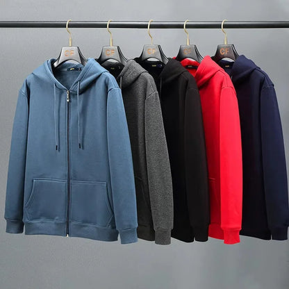 Fleece Hoodies Men 10XL 12XL Plus Size Solid Color Zippered Hoodie Jacket Big Size 12XL Fashion Casual Hoodies Blue Black Grey