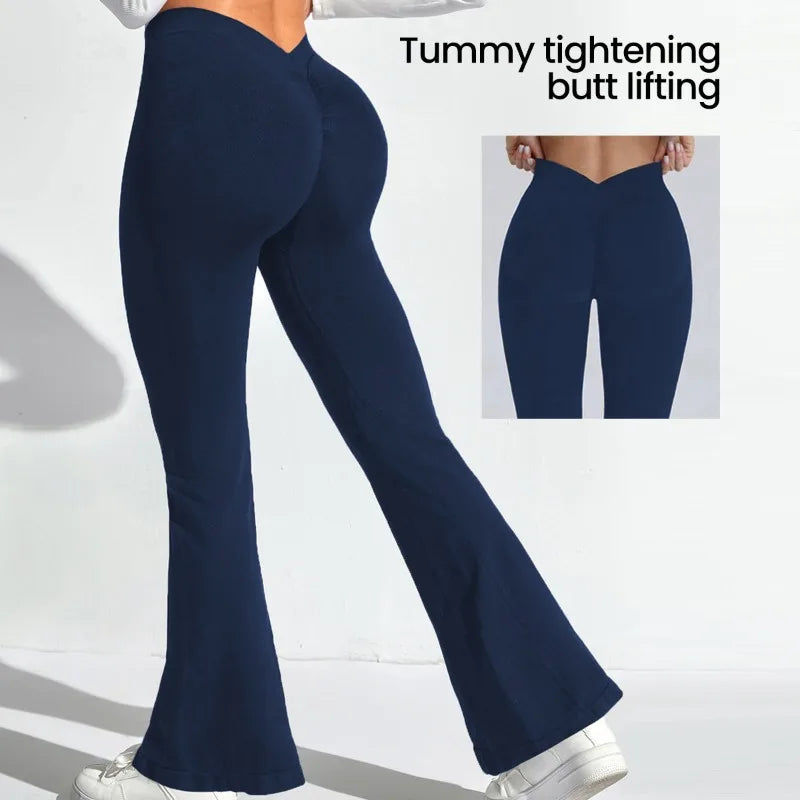 Flare Leggings Yoga Pants Women Bell-bottoms Yoga Tights High Waist Fitness Stretch Gym Workout Casual Sports Push Up Wide Legs