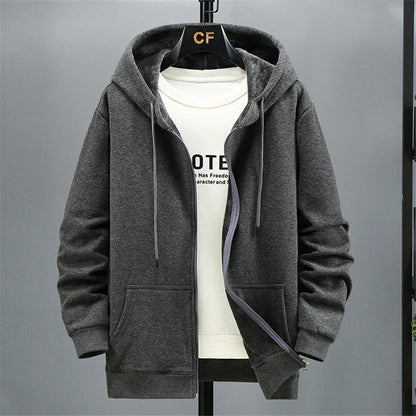 Fleece Hoodies Men 10XL 12XL Plus Size Solid Color Zippered Hoodie Jacket Big Size 12XL Fashion Casual Hoodies Blue Black Grey