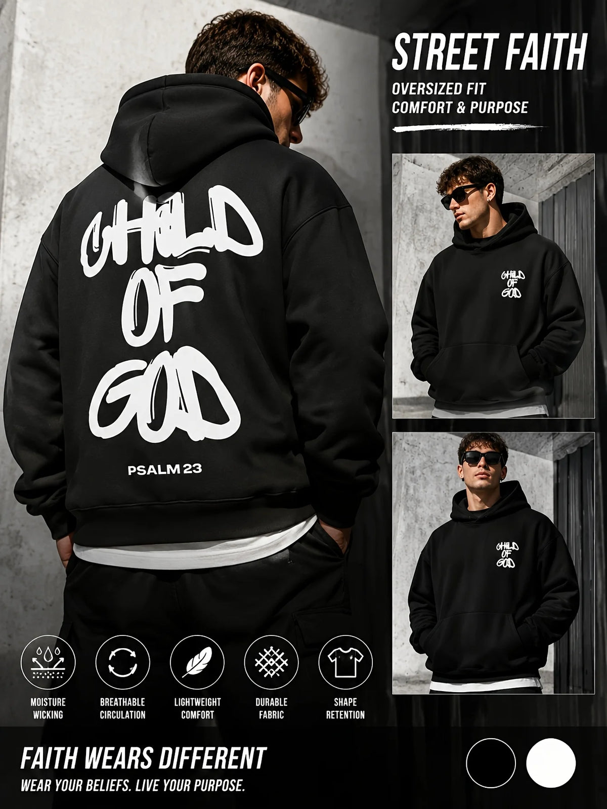 An oversized American-style streetwear hoodie featuring a minimalist graphic on the chest; a trendy, unisex design.