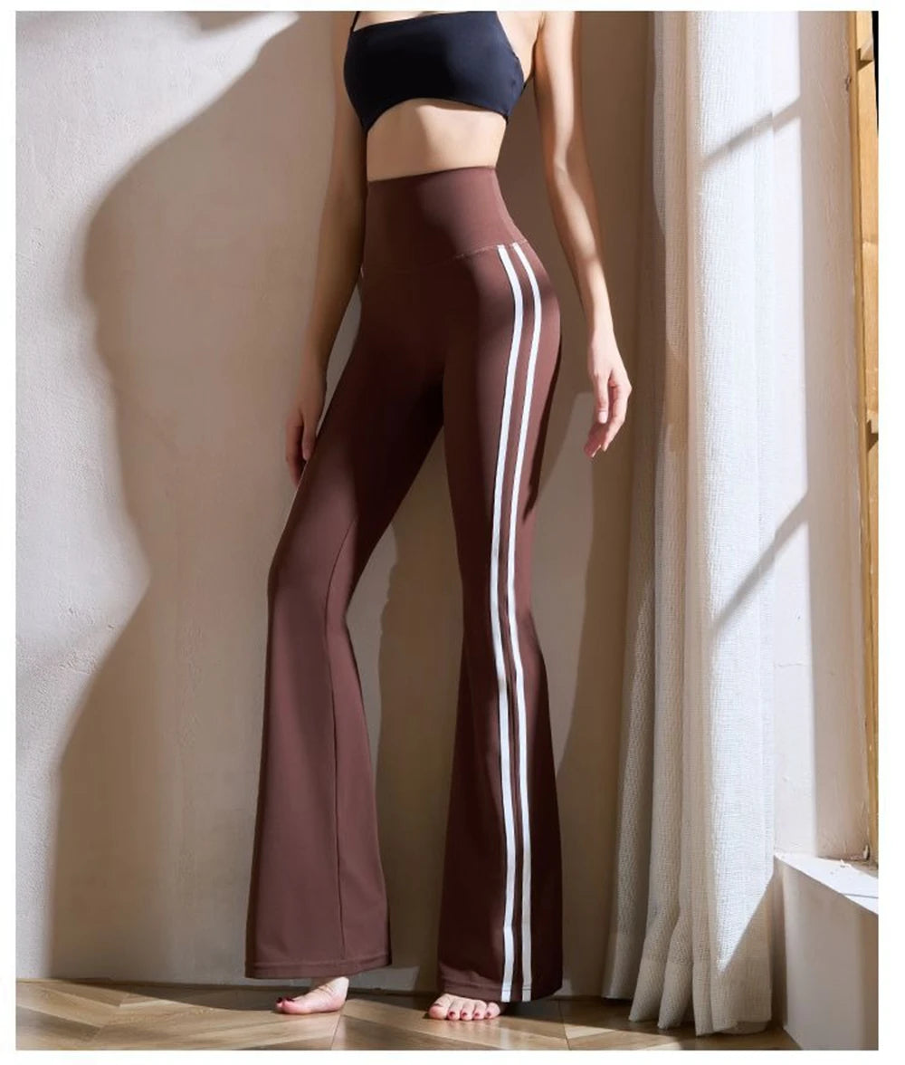 Womens Yoga Flare Leggings Fitness Push Up High Waist Wide Leg Workout Pants Gym Elastic Tights Female Sport Pant Bell Bottomed