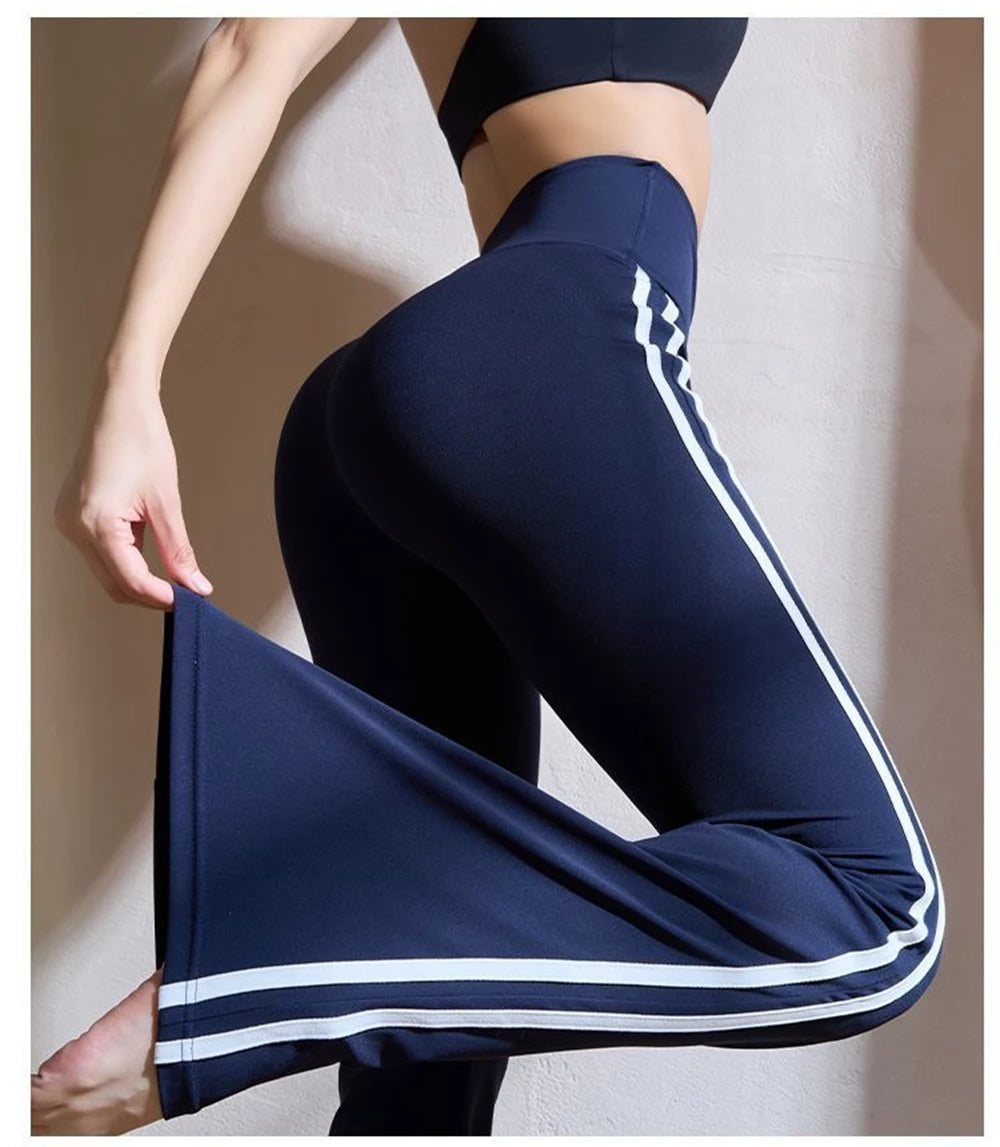 Womens Yoga Flare Leggings Fitness Push Up High Waist Wide Leg Workout Pants Gym Elastic Tights Female Sport Pant Bell Bottomed