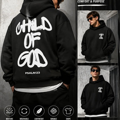 An oversized American-style streetwear hoodie featuring a minimalist graphic on the chest; a trendy, unisex design.