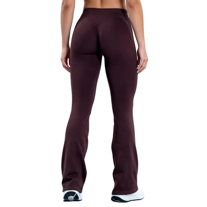 Women Sports Flared Leggings Seamless Quick Dry Breathable Wrinkle Hip Lifting Yoga Flare Pants Gym Fitness Workout Pilates Wear