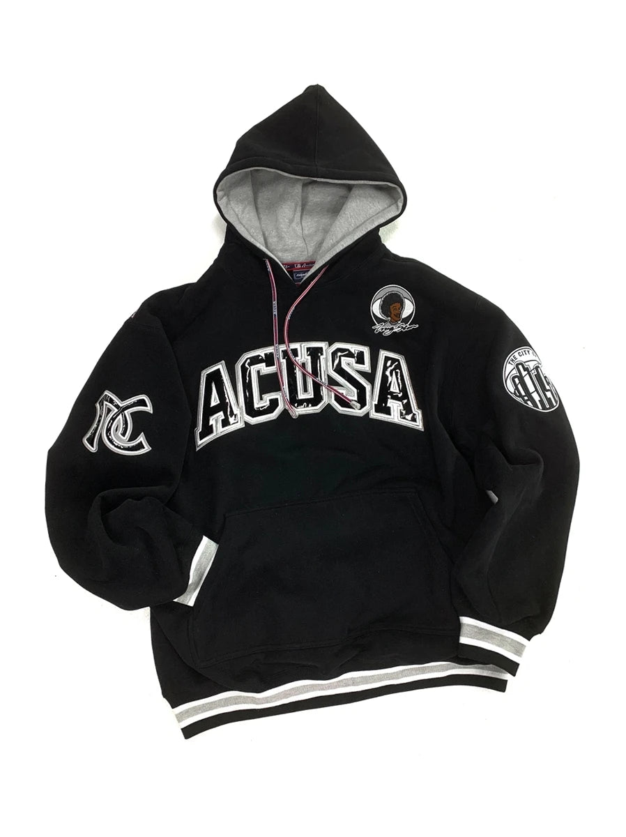 ACUSA Fleece Lined Hoodie Hip Hop Sweatshirt Embroidered Oversized Style Multicolor Men's Casual Wear for Autumn And Winter