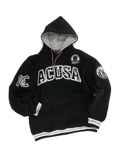 ACUSA Fleece Lined Hoodie Hip Hop Sweatshirt Embroidered Oversized Style Multicolor Men's Casual Wear for Autumn And Winter