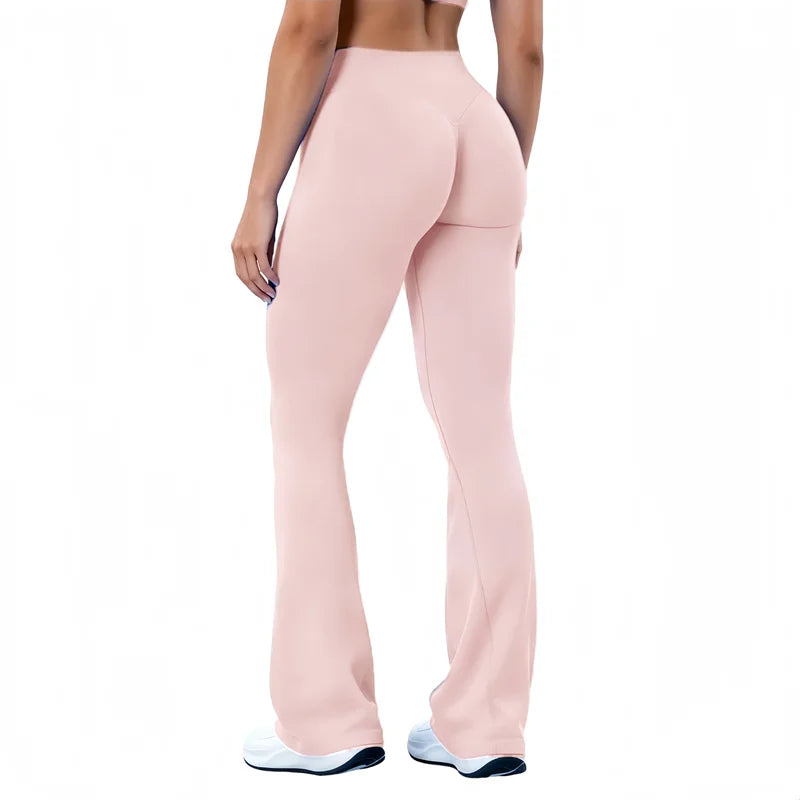 Women Sports Flared Leggings Seamless Quick Dry Breathable Wrinkle Hip Lifting Yoga Flare Pants Gym Fitness Workout Pilates Wear