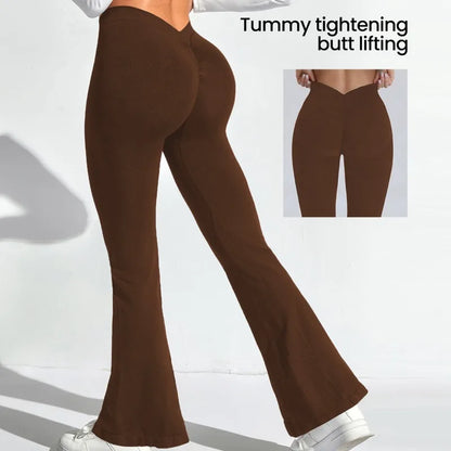 Flare Leggings Yoga Pants Women Bell-bottoms Yoga Tights High Waist Fitness Stretch Gym Workout Casual Sports Push Up Wide Legs