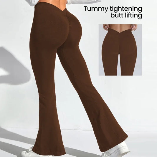 Flare Leggings Yoga Pants Women Bell-bottoms Yoga Tights High Waist Fitness Stretch Gym Workout Casual Sports Push Up Wide Legs