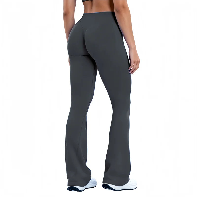 Women Sports Flared Leggings Seamless Quick Dry Breathable Wrinkle Hip Lifting Yoga Flare Pants Gym Fitness Workout Pilates Wear