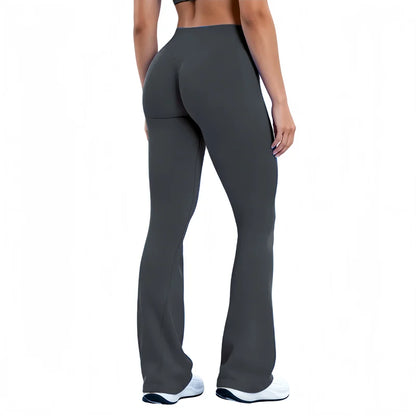 Women Sports Flared Leggings Seamless Quick Dry Breathable Wrinkle Hip Lifting Yoga Flare Pants Gym Fitness Workout Pilates Wear