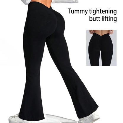 Flare Leggings Yoga Pants Women Bell-bottoms Yoga Tights High Waist Fitness Stretch Gym Workout Casual Sports Push Up Wide Legs