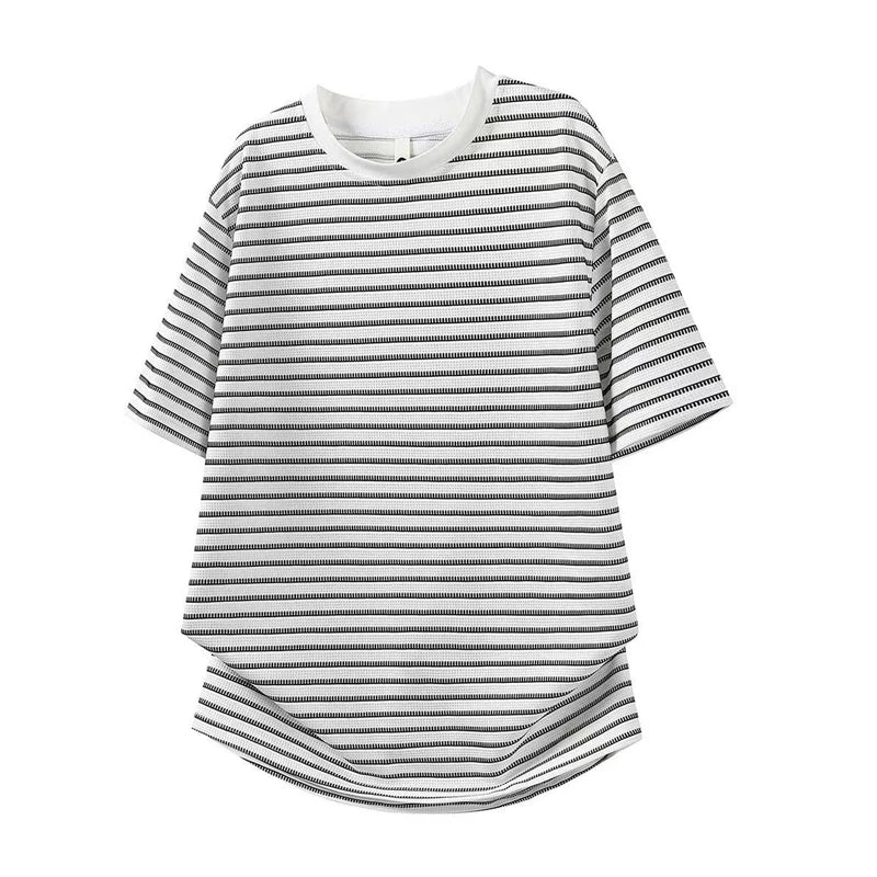 Oversized Striped T-shirt Men Summer Loose Casual Wind Breathable Half Sleeves Tee Tops Man Korean Fashion Streetwear Shirts Men