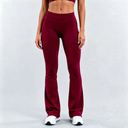 Women Sports Flared Leggings Seamless Quick Dry Breathable Wrinkle Hip Lifting Yoga Flare Pants Gym Fitness Workout Pilates Wear