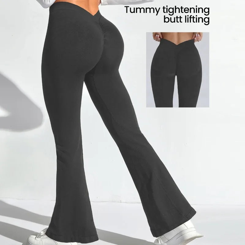 Flare Leggings Yoga Pants Women Bell-bottoms Yoga Tights High Waist Fitness Stretch Gym Workout Casual Sports Push Up Wide Legs